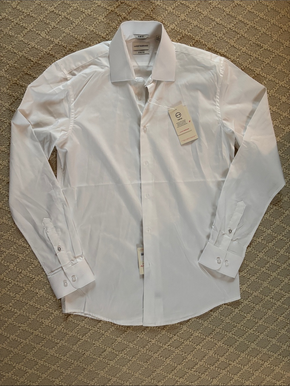 NWT Lucky Brand White Men's Dress Shirt - Classic Spread Collar